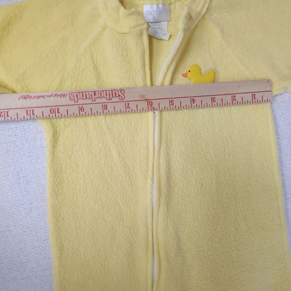 Vintage Carters Baby Yellow Duck Fleece Footed Sleeper 6-12M Rubber Duck